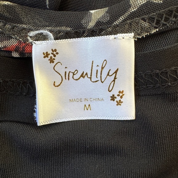 Siren Lily Black Floral Print Tie-Front Layered Long Sleeve Dress - Picture 7 of 8